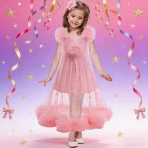 Movie Evil Witch Same Style Girl Princess Dress Glinda Cosplay Halloween Costumes Kids Pink 2Pcs Evening Dress Birthday Dress